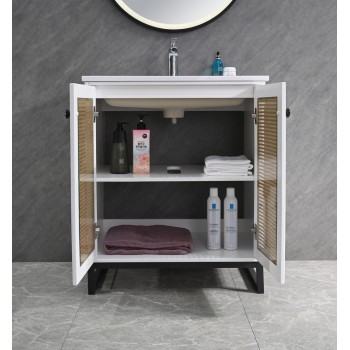 MUEBLE BLANCO C/BASE DE HIERRO 70CM - 1